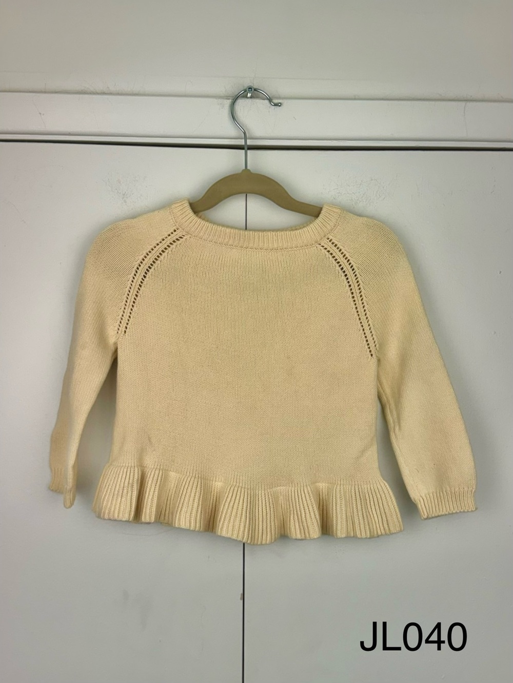 Jamie Kay Peachy Ruffle Hem Cotton Knit Sweater 3Y